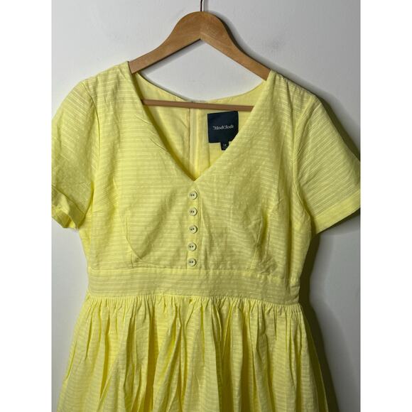 ModCloth Dress Women 14 Butter Yellow Fit and Flare Cottagecore - Picture 4 of 10